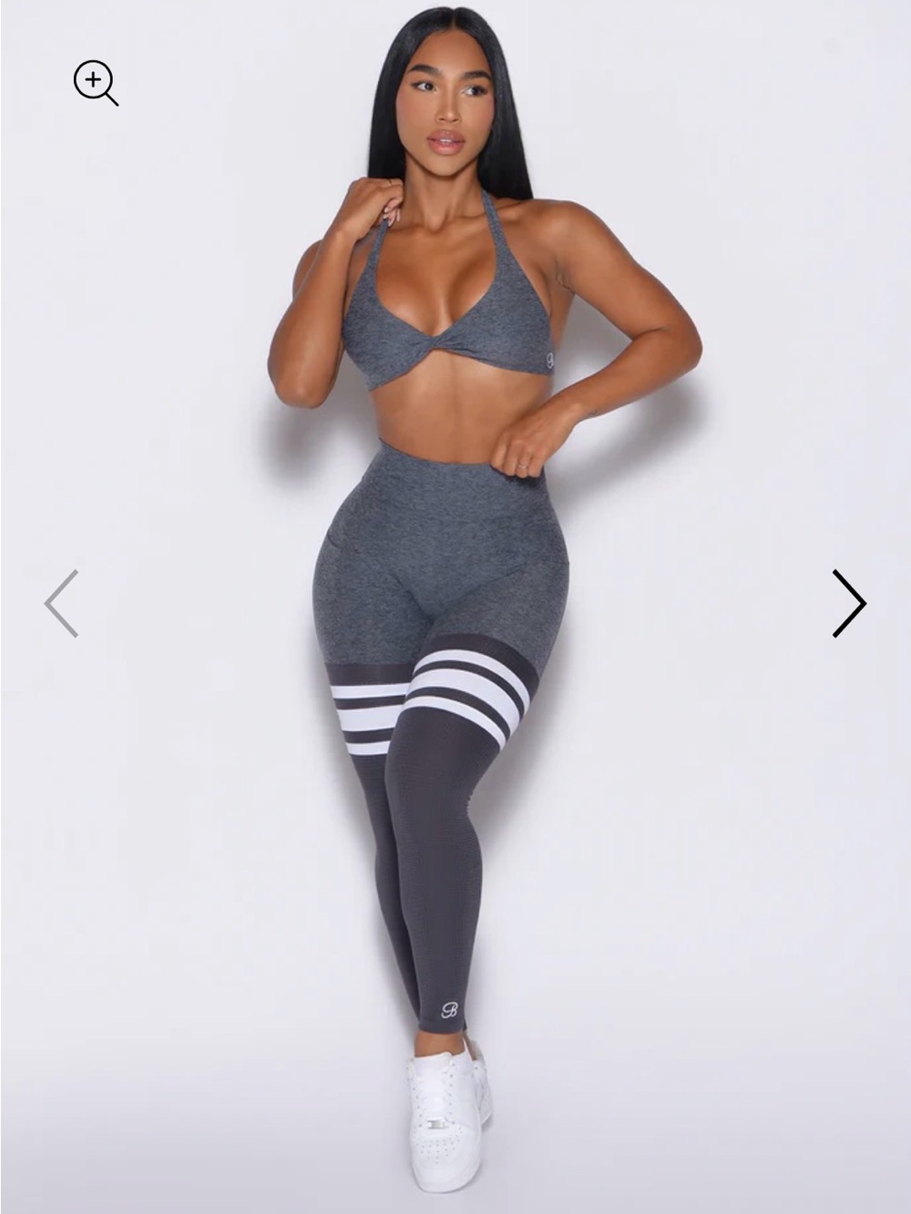 Bombshell Sportwear gray Leggings with White Stripes Size M new!!!